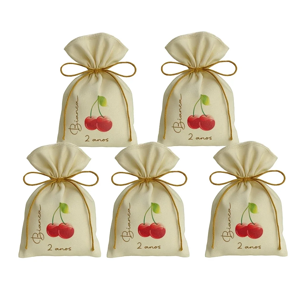 Sacolinhas personalizadas com tema Cereja