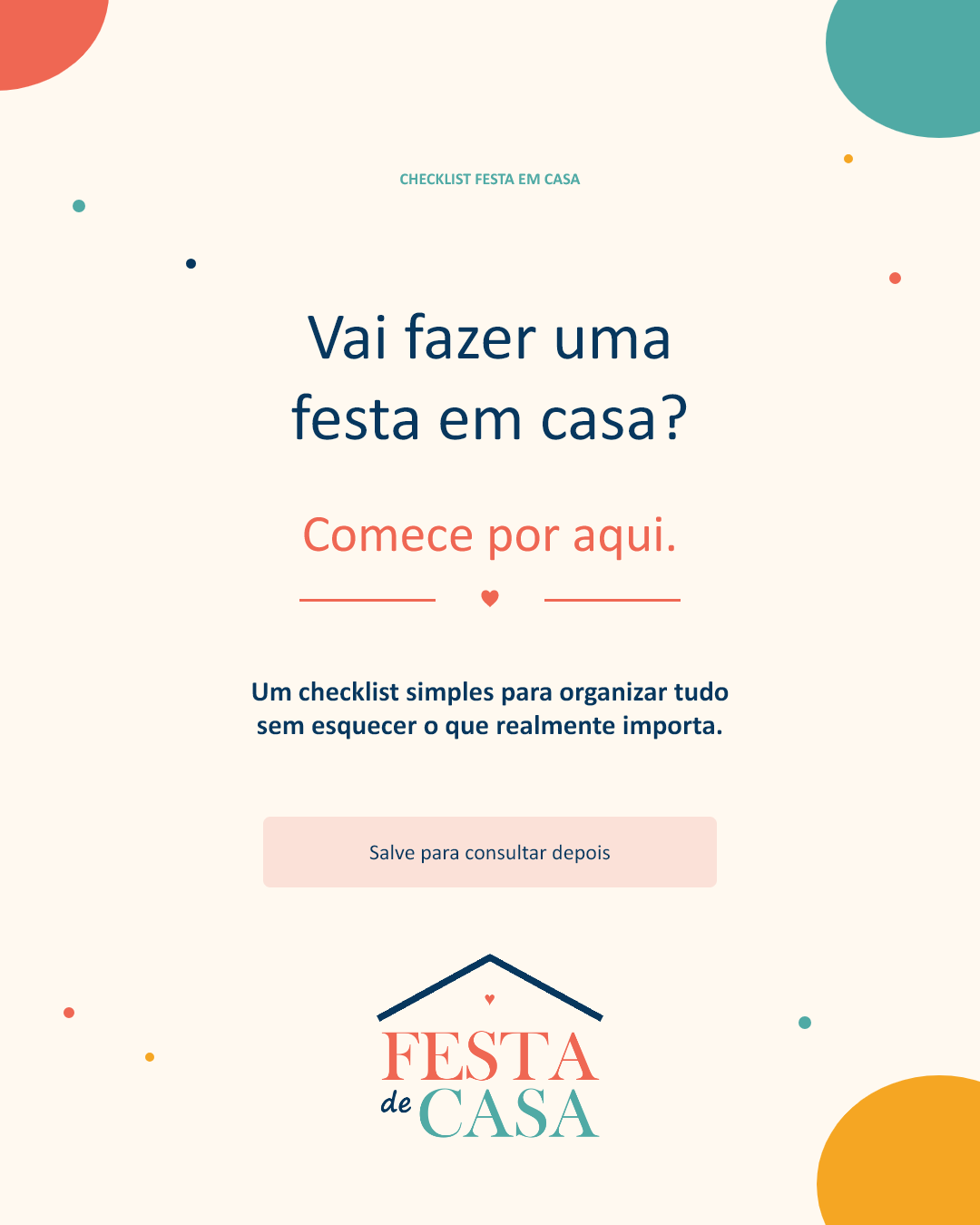 Capa do Checklist Festa em Casa