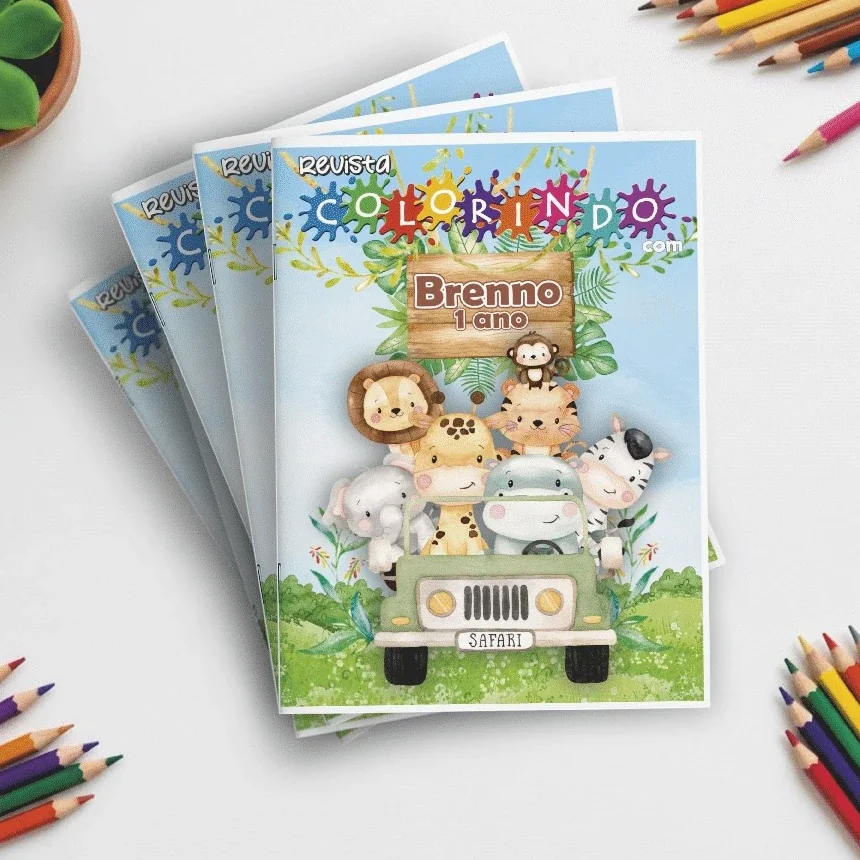 Livro de colorir Safari personalizado