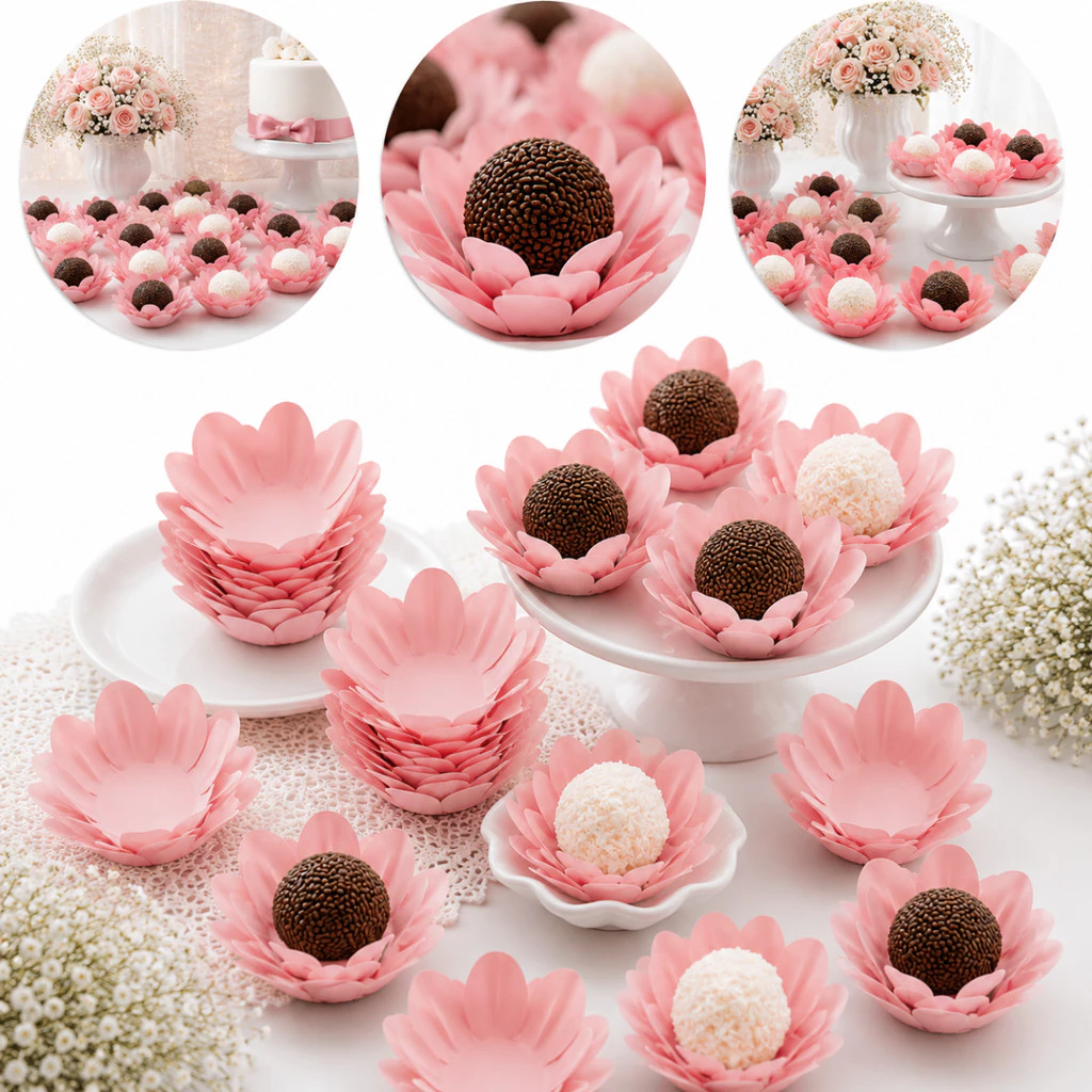 Forminhas para doces em tom pêssego