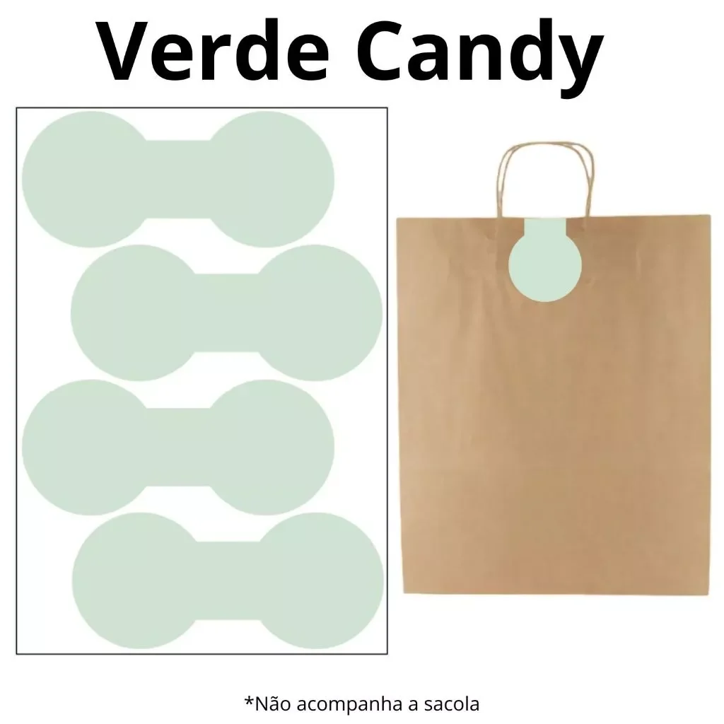 Lacres adesivos verde candy para sacolas