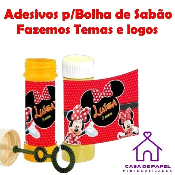 Exemplo de rótulo adesivo personalizado para bolha de sabão