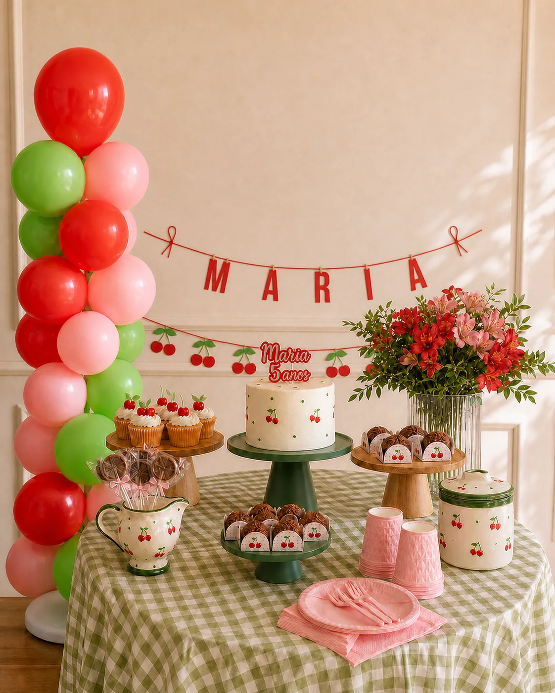Mesa completa de Festa Cereja